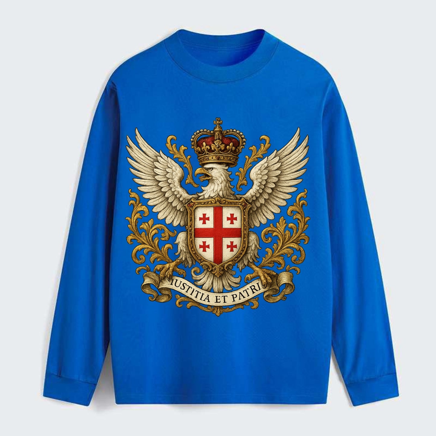 Georgia White Eagle Emblem - Classic Long Sleeve Shirt - Blue