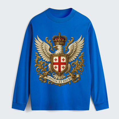 Georgia White Eagle Emblem - Classic Long Sleeve Shirt - Blue