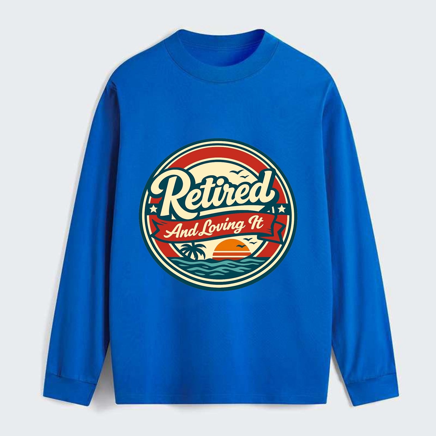 Carefree Retirement Emblem - Classic Long Sleeve Shirt - Blue