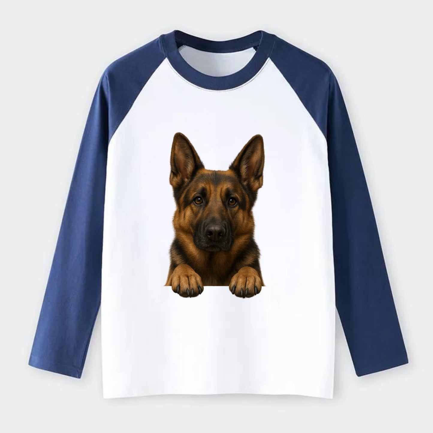 German Shepherd  - Raglan Long Sleeve T-Shirt - Blue