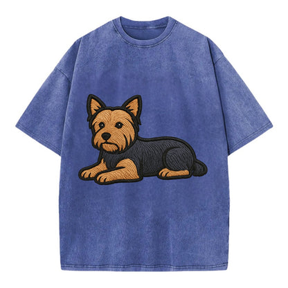 Yorkshire Terrier - Blue and tan relaxed Vintage T-shirt - Blue