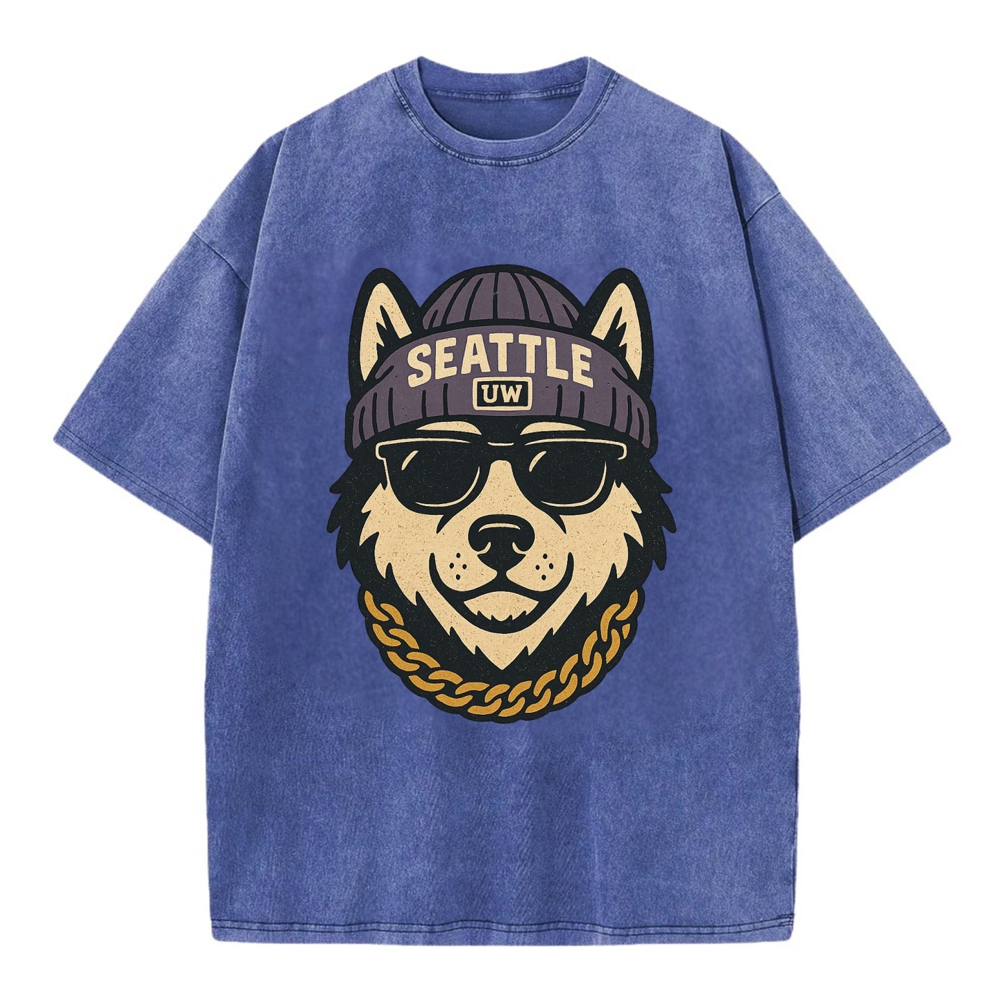 Seattle Husky - Vintage T-shirt - Blue