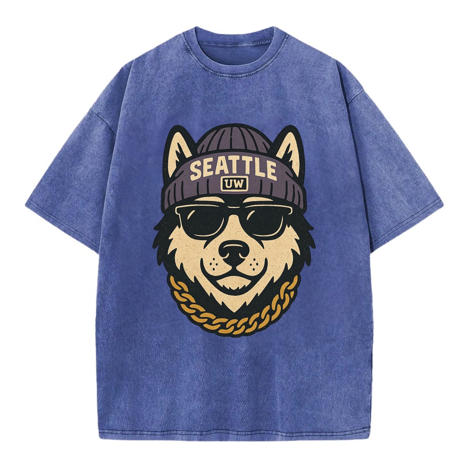 Seattle Husky - Vintage T-shirt - Blue