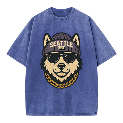 Seattle Husky - Vintage T-shirt - Blue