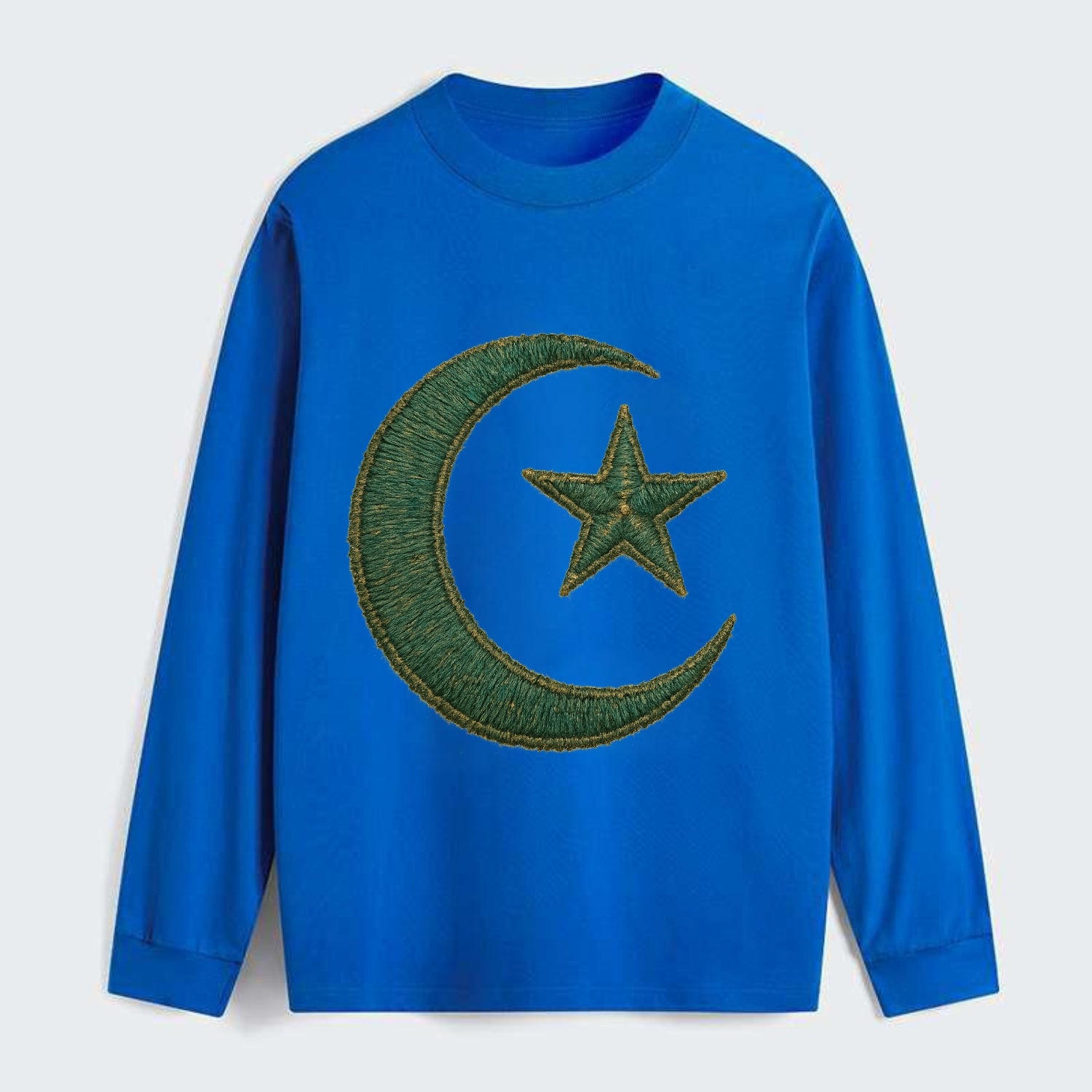 Crescent Moon and Star - Classic Long Sleeve Shirt - Blue