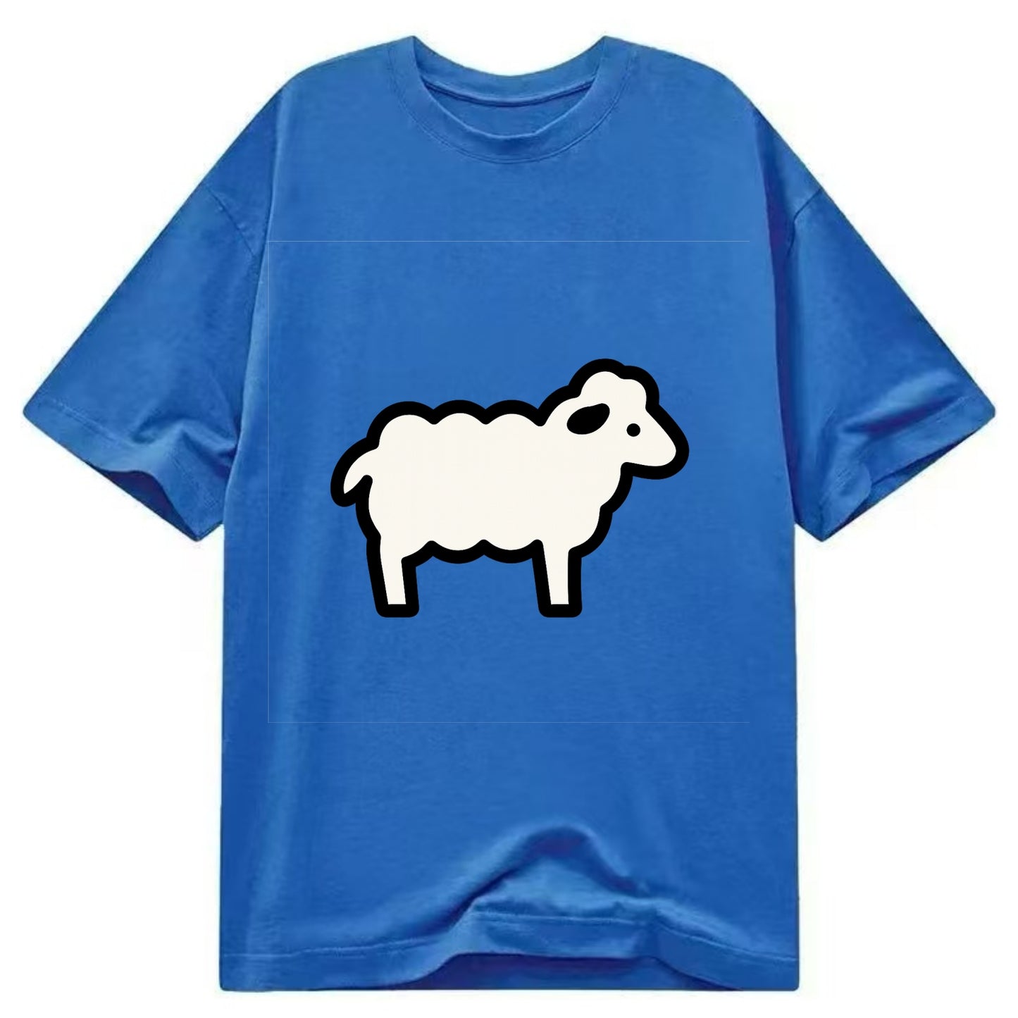 Sheep - White fluffy wool flat side profile - Classic T-shirt - Blue