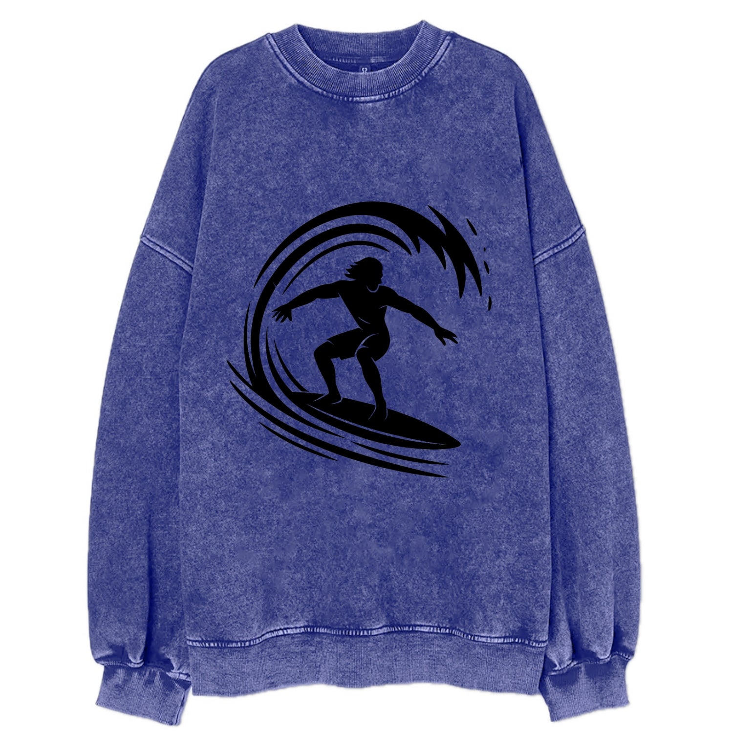 Hawaiian surfer riding big wave - Vintage Sweatshirt - Blue