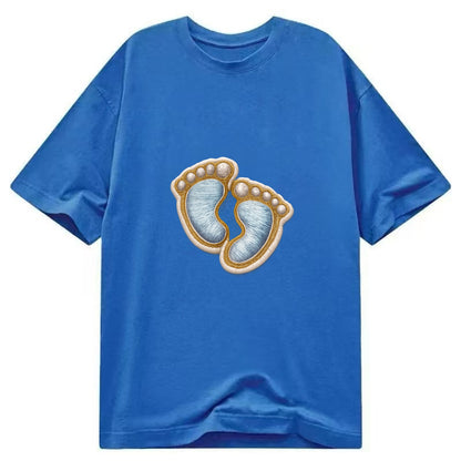 BABY FOOTPRINTS - tiny feet in pink or blue , newborn - Classic T-shirt - Blue