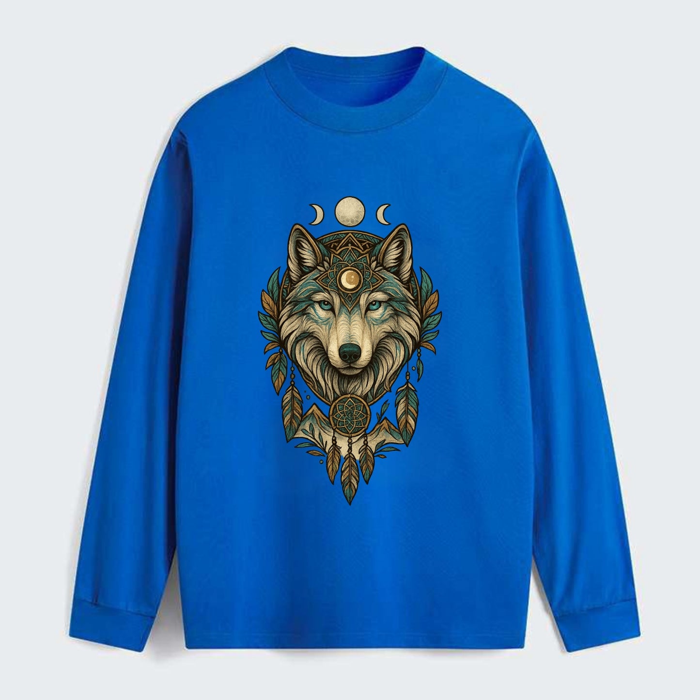 Pearl Wolf Shimmer  - Classic Long Sleeve Shirt - Blue