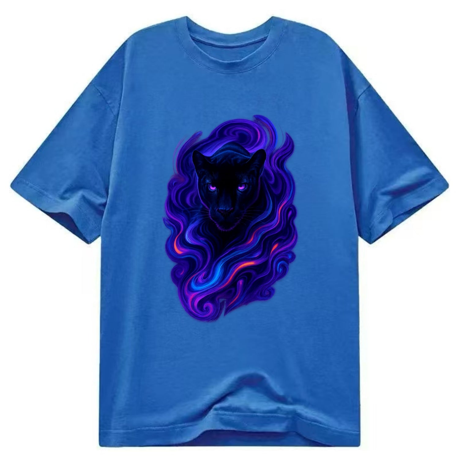 Sleek black panther emerging from swirls of deep purple and electric blue, - Classic T-shirt - Blue