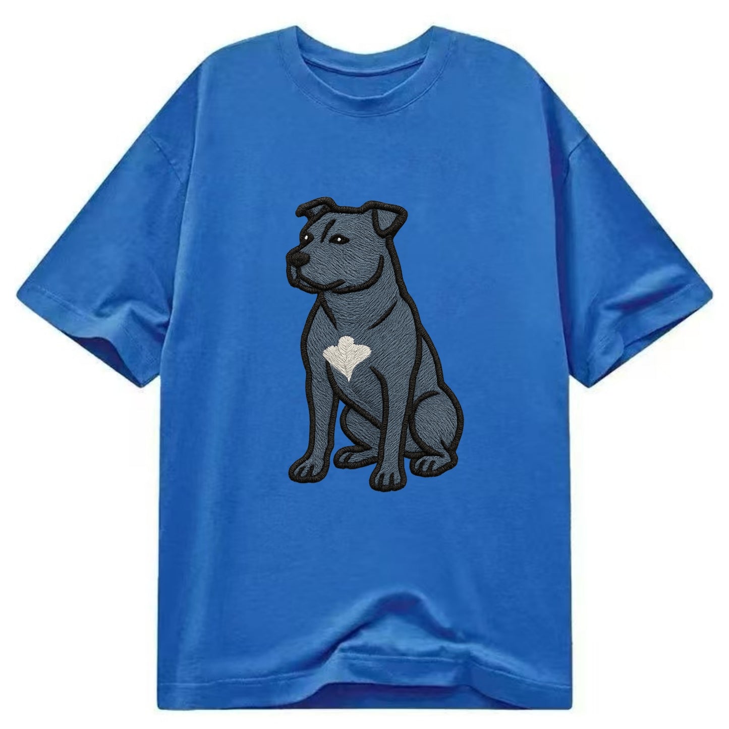 American Staffordshire Terrier - Blue embroidered design - Classic T-shirt - Blue