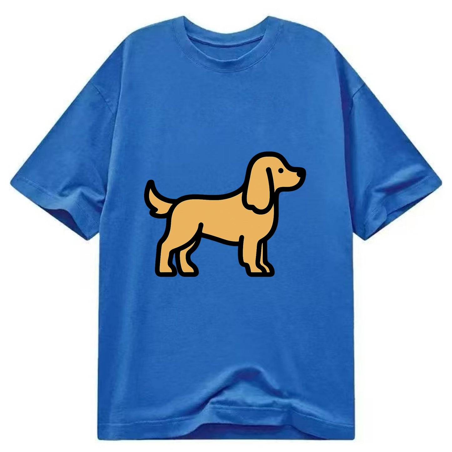 Cocker Spaniel - Golden colored flat side profile - Classic T-shirt - Blue