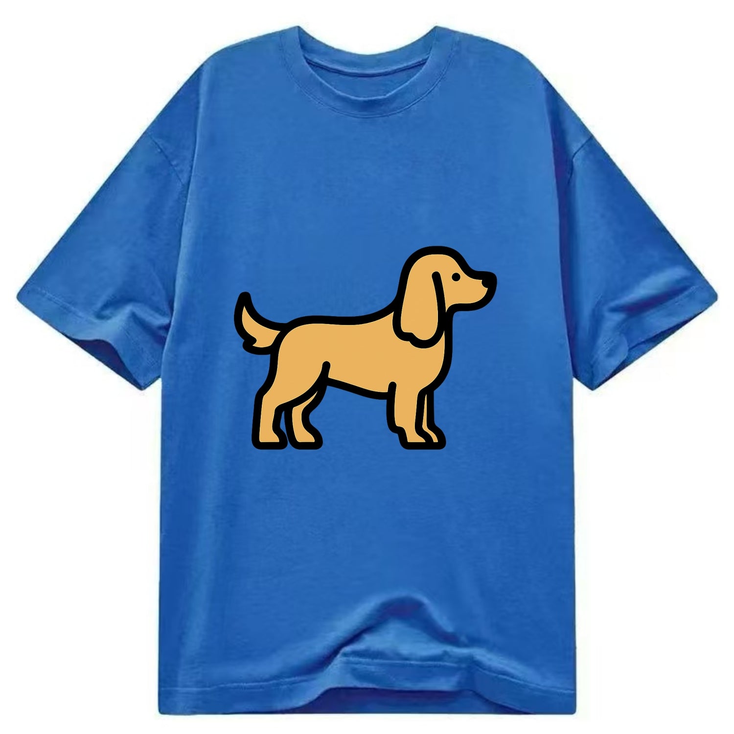 Cocker Spaniel - Golden colored flat side profile - Classic T-shirt - Blue
