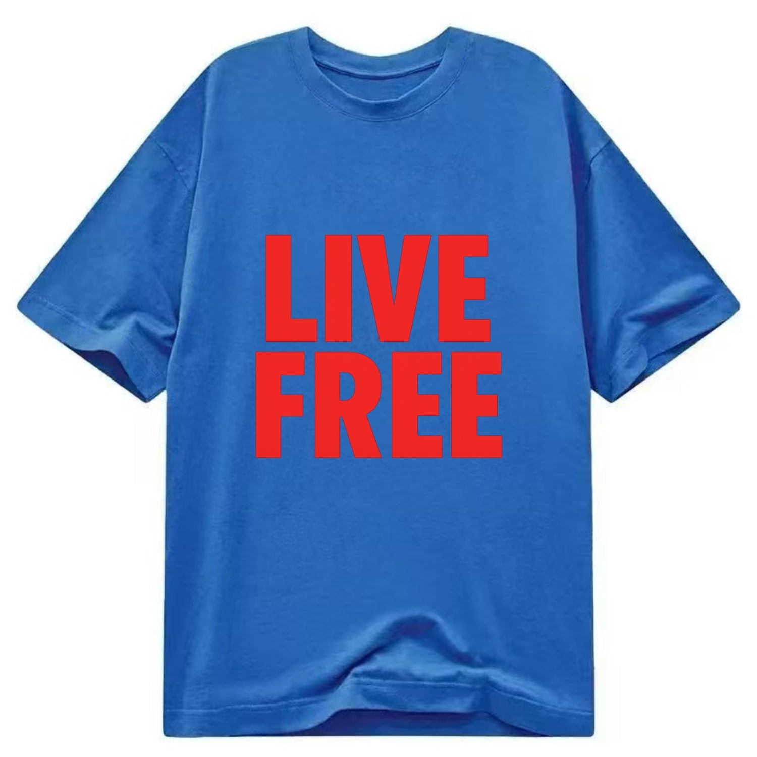 Bold typography design - "LIVE FREE" - unrestricted living - Classic T-shirt - Blue