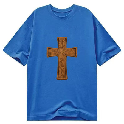 Carved Cross  - Classic T-shirt - Blue