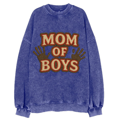 Mom Of Boys  - Vintage Sweatshirt - Blue