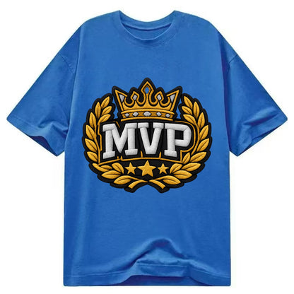 MVP CROWN - crown with laurels in gold , most valuable - Classic T-shirt - Blue