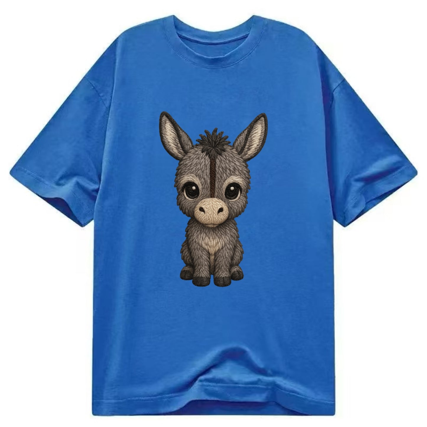 Baby Donkey Foal - gray fluffy, long ears, dark stripe, gentle eyes, - Classic T-shirt - Blue
