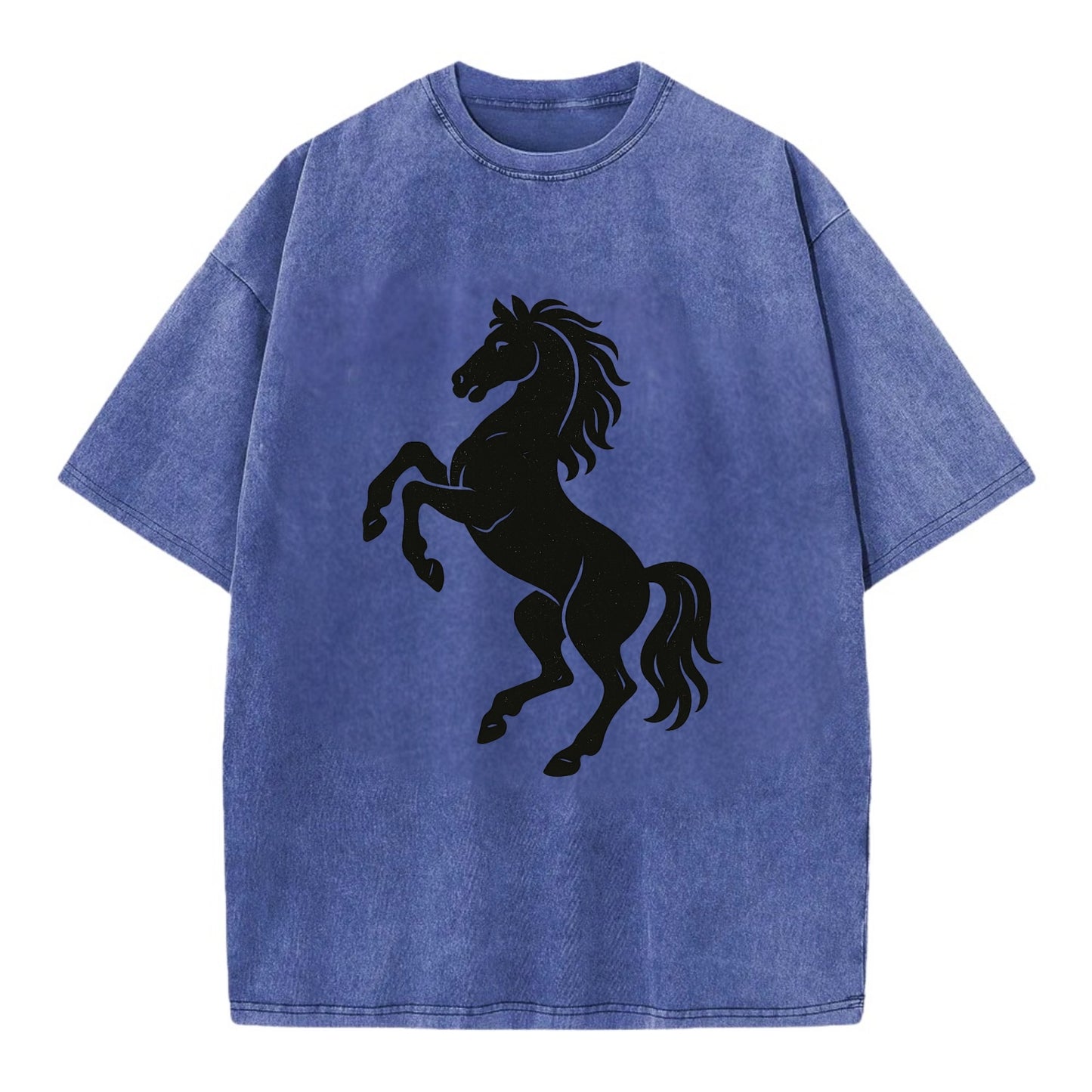 Stallion rearing on hind legs - Vintage T-shirt - Blue