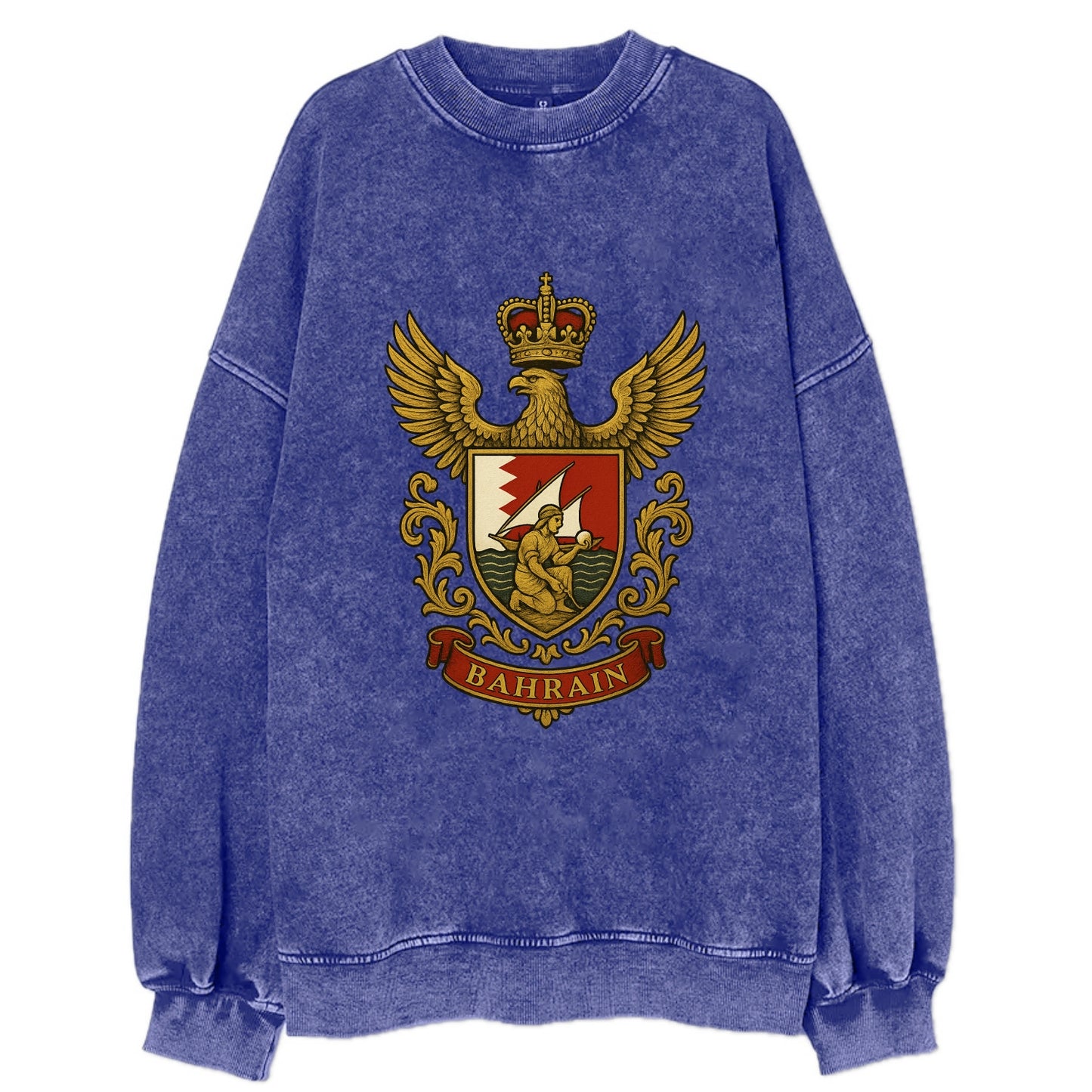 Bahrain Heritage Badge  - Vintage Sweatshirt - Blue