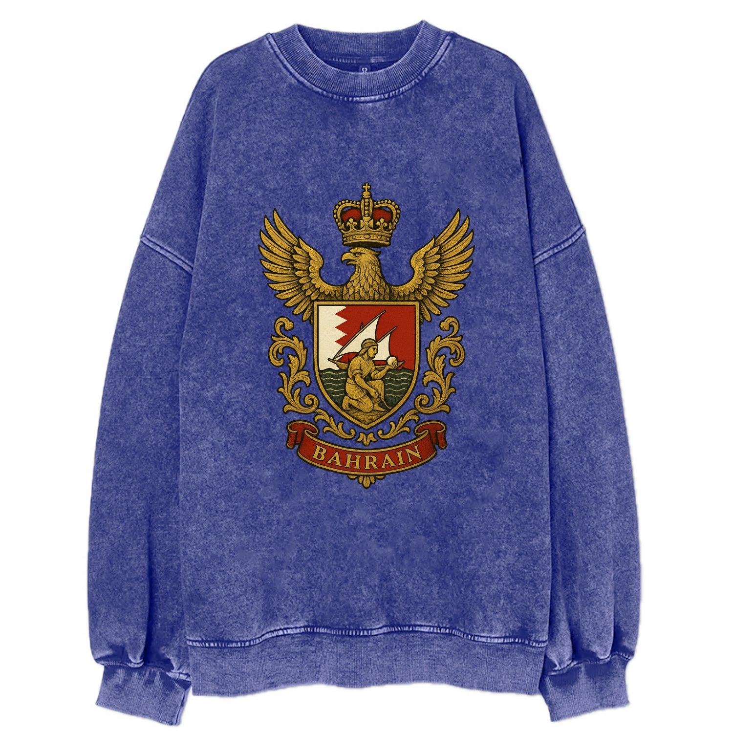 Bahrain Heritage Badge  - Vintage Sweatshirt - Blue