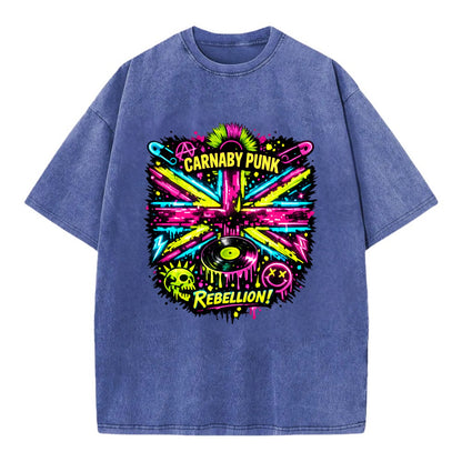 CARNABY PUNK | Swinging 60s meets 70s punk | Psychedelic Union Jack pattern | - Vintage T-shirt - Blue