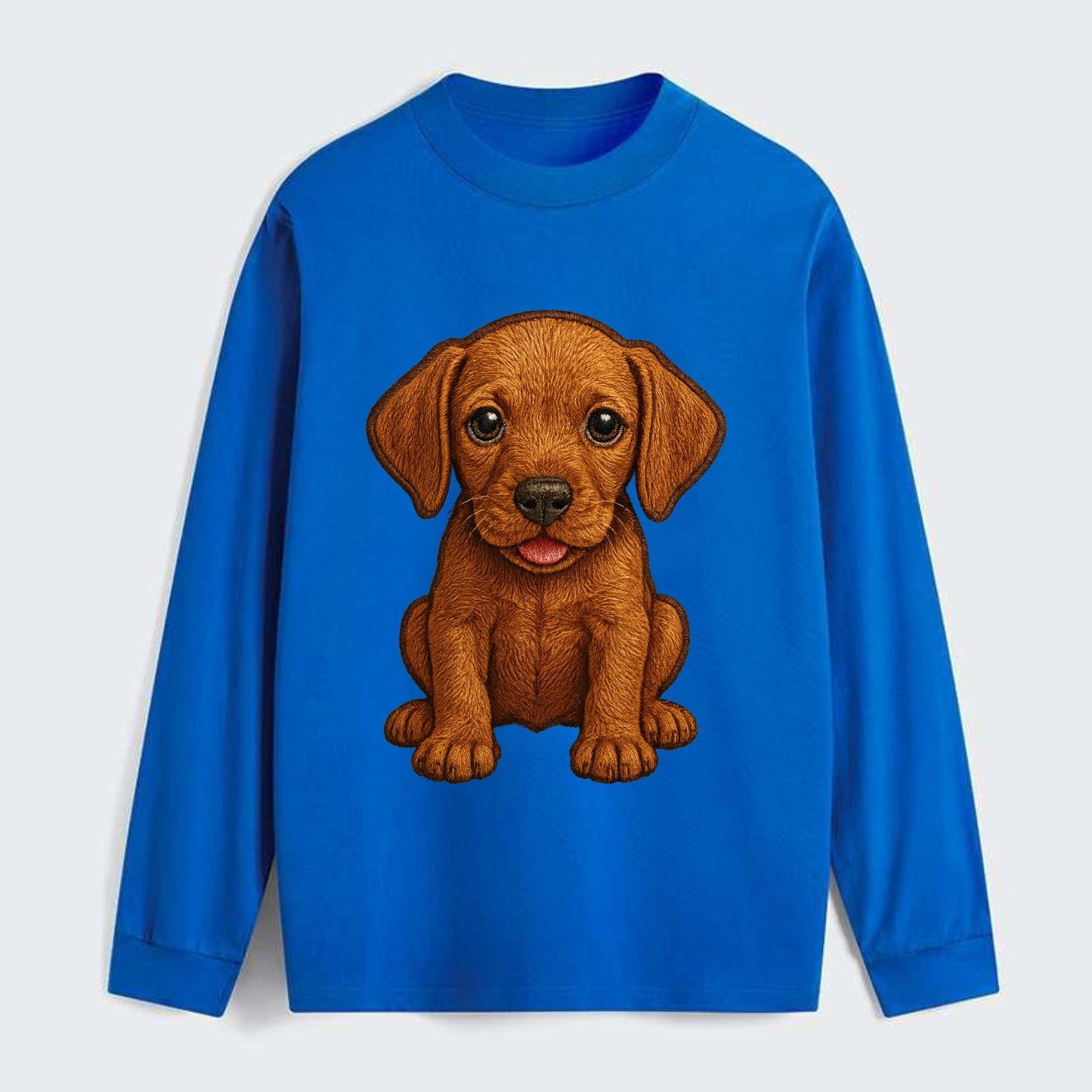 Baby Vizsla Puppy - golden rust coat, soulful eyes, athletic build, - Classic Long Sleeve Shirt - Blue