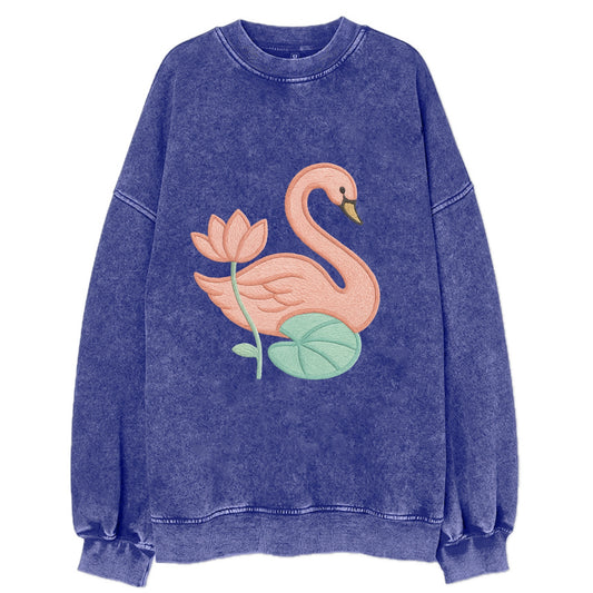 Coral Swan - Vintage Sweatshirt - Blue