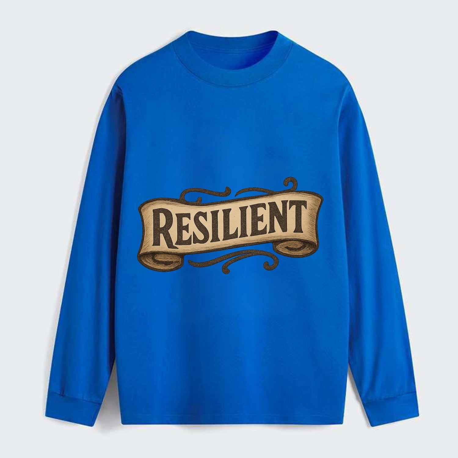 Bold typography design - "RESILIENT" - bouncing back, unbreakable spirit - Classic Long Sleeve Shirt - Blue