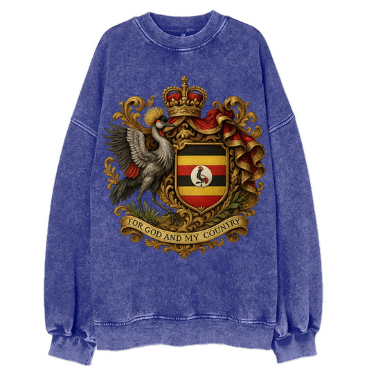 Uganda Crested Crane Emblem  - Vintage Sweatshirt - Blue