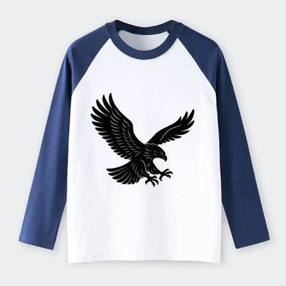 Eagle soaring with wings spread - Raglan Long Sleeve T-Shirt - Blue