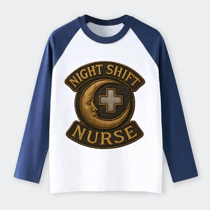 Night Shift Nurse  - Raglan Long Sleeve T-Shirt - Blue