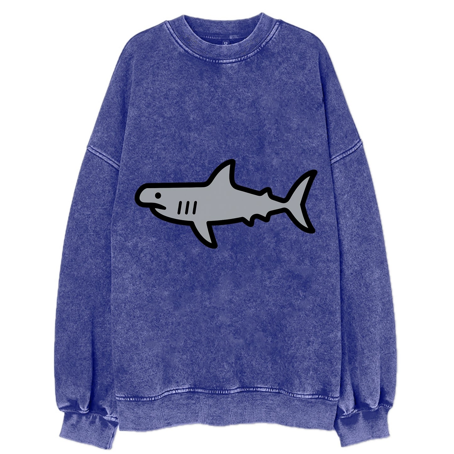 Hammerhead Shark - Gray distinctive head flat side profile - Vintage Sweatshirt - Blue