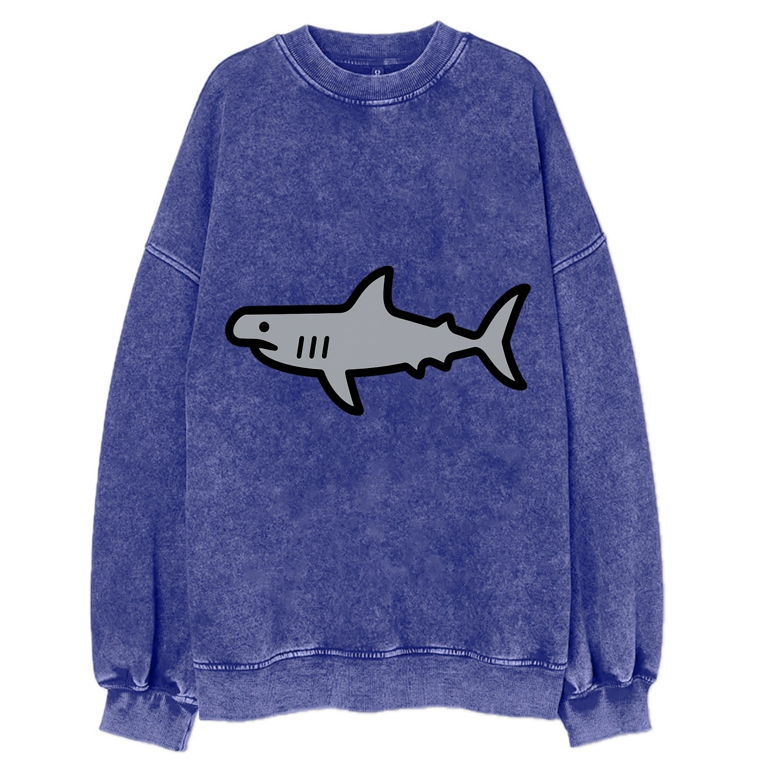 Hammerhead Shark - Gray distinctive head flat side profile - Vintage Sweatshirt - Blue