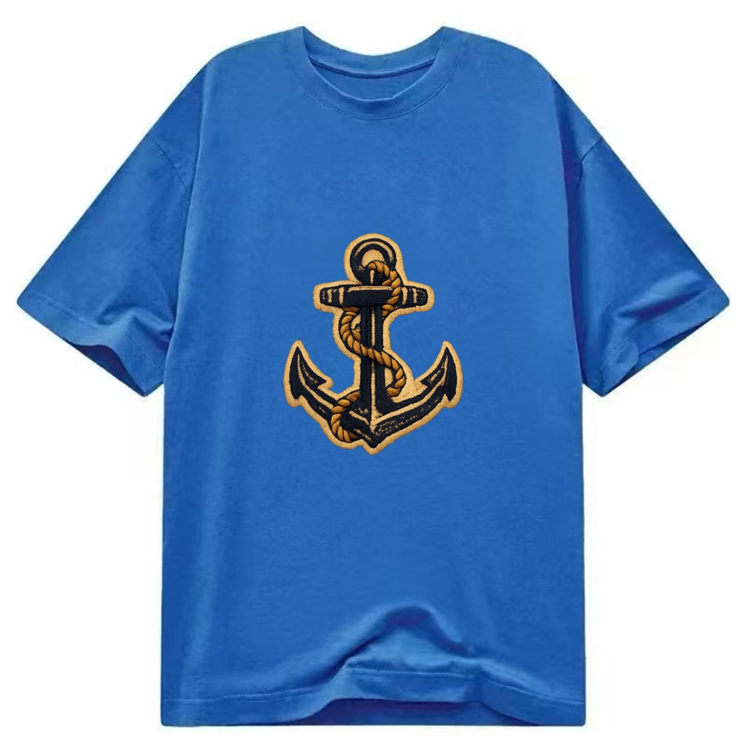 ANCHOR ROPE - classic anchor with rope in navy and gold , sailor - Classic T-shirt - Blue