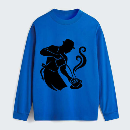 Barista creating latte art - Classic Long Sleeve Shirt - Blue