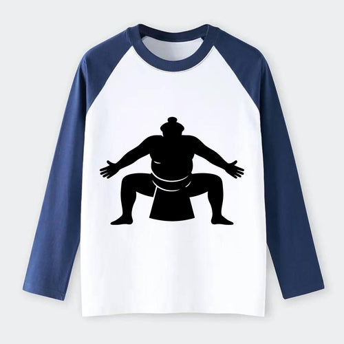 Japanese sumo wrestler ceremonial stance - Raglan Long Sleeve T-Shirt