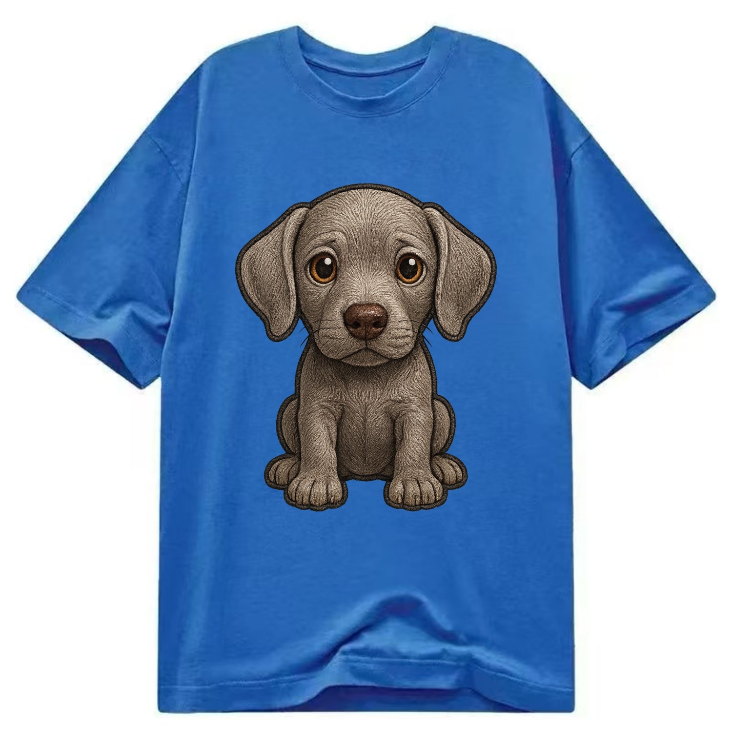 Baby Weimaraner Puppy - silver-gray coat, amber eyes, sleek body, front-facing, - Classic T-shirt - Blue