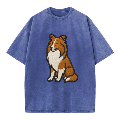 Shetland Sheepdog - Sable and white embr Vintage T-shirt - Blue