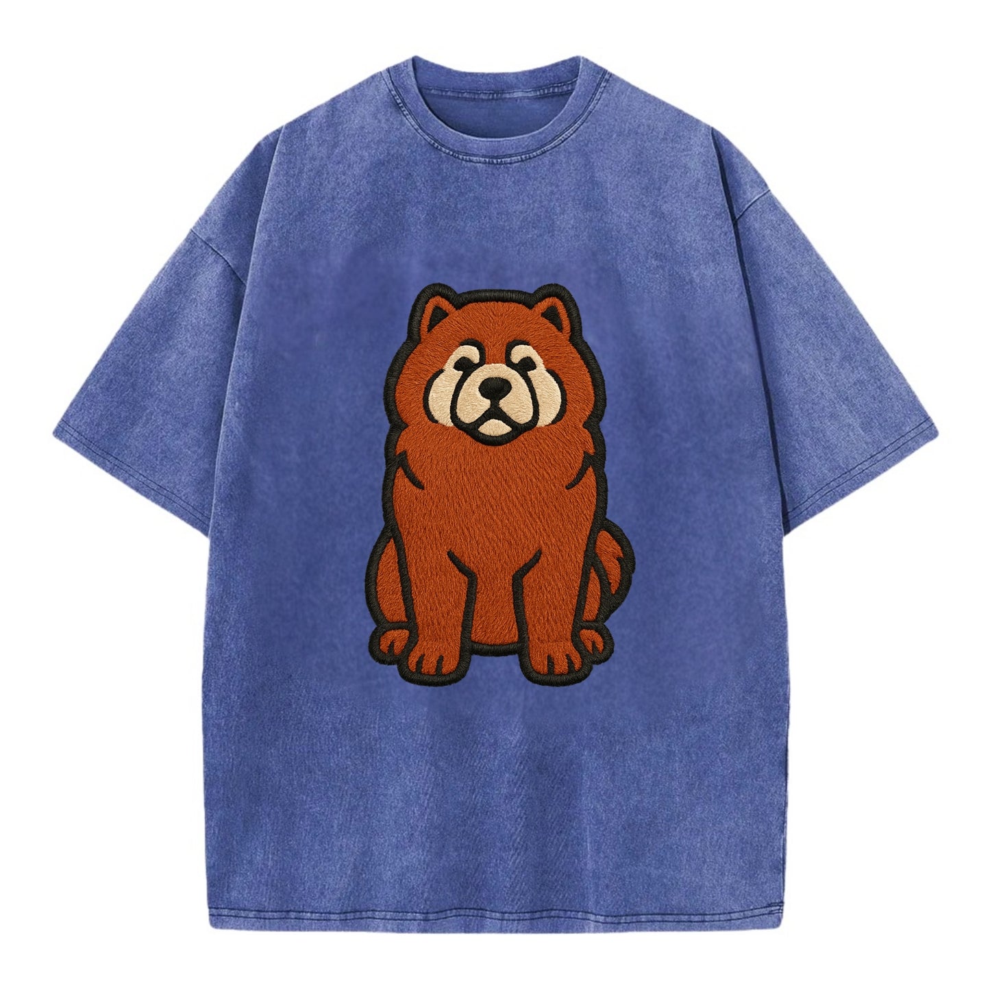 Chow Chow - Red fluffy sitting pose - Vi Vintage T-shirt - Blue