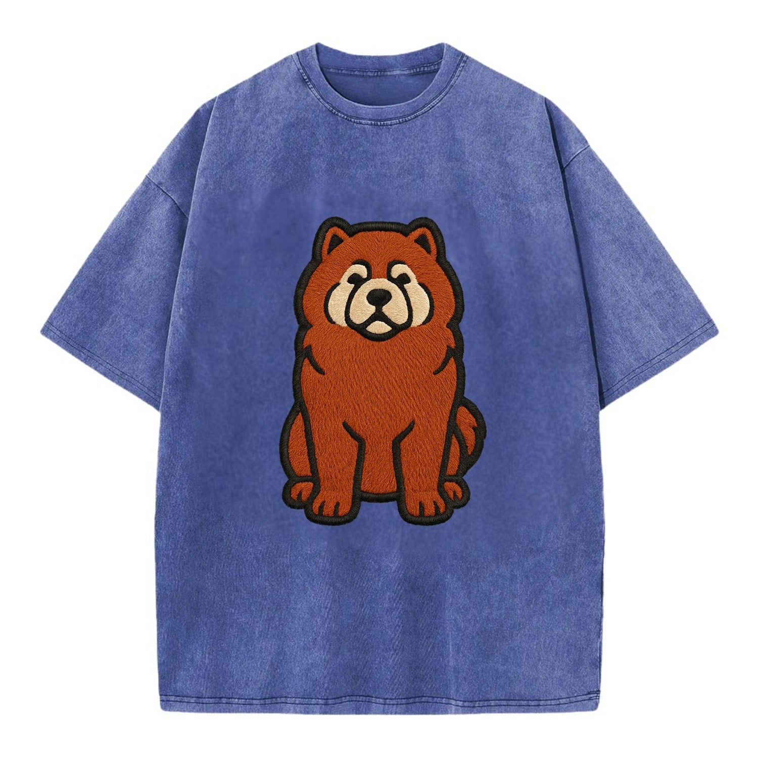 Chow Chow - Red fluffy sitting pose - Vi Vintage T-shirt - Blue
