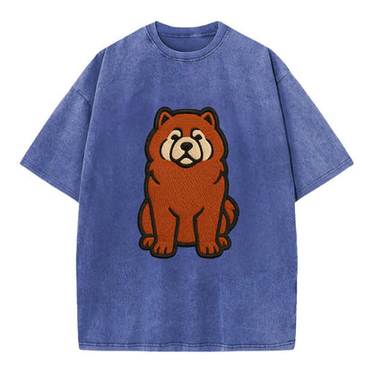 Chow Chow - Red fluffy sitting pose - Vi Vintage T-shirt - Blue