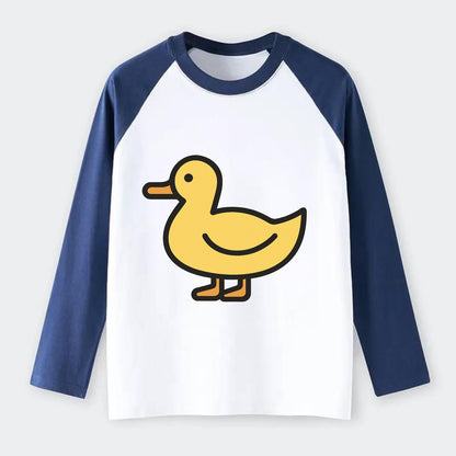 Duck - Yellow mallard flat side profile - Raglan Long Sleeve T-Shirt - Blue