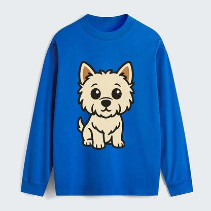 West Highland White Terrier - Alert standing pose - Classic Long Sleeve Shirt - Blue