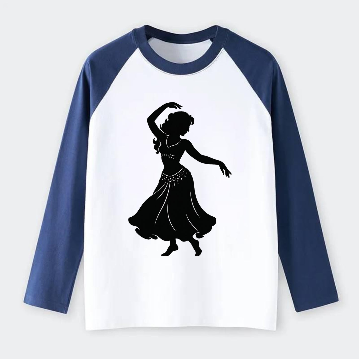 Belly dancer graceful gesture - Raglan Long Sleeve T-Shirt - Blue
