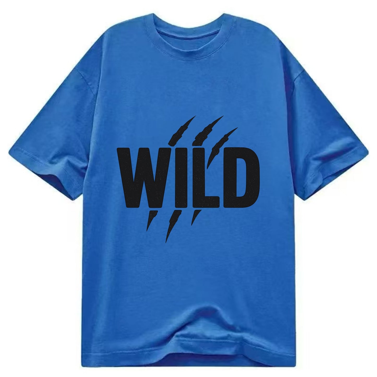 Bold typography design - "WILD" - untamed, natural, free - Classic T-shirt - Blue