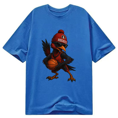 Houston Roadrunner wearing Rockets beanie with launch pad patch and wayfarer - Classic T-shirt - Blue