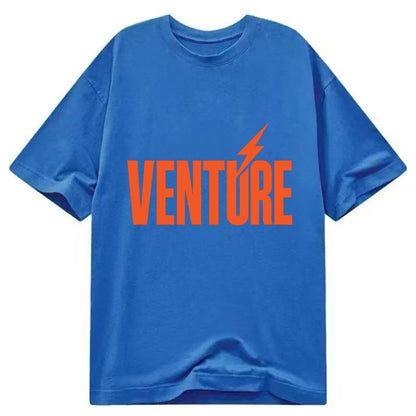 Bold typography design - "VENTURE" - taking risks, bold exploration - Classic T-shirt - Blue