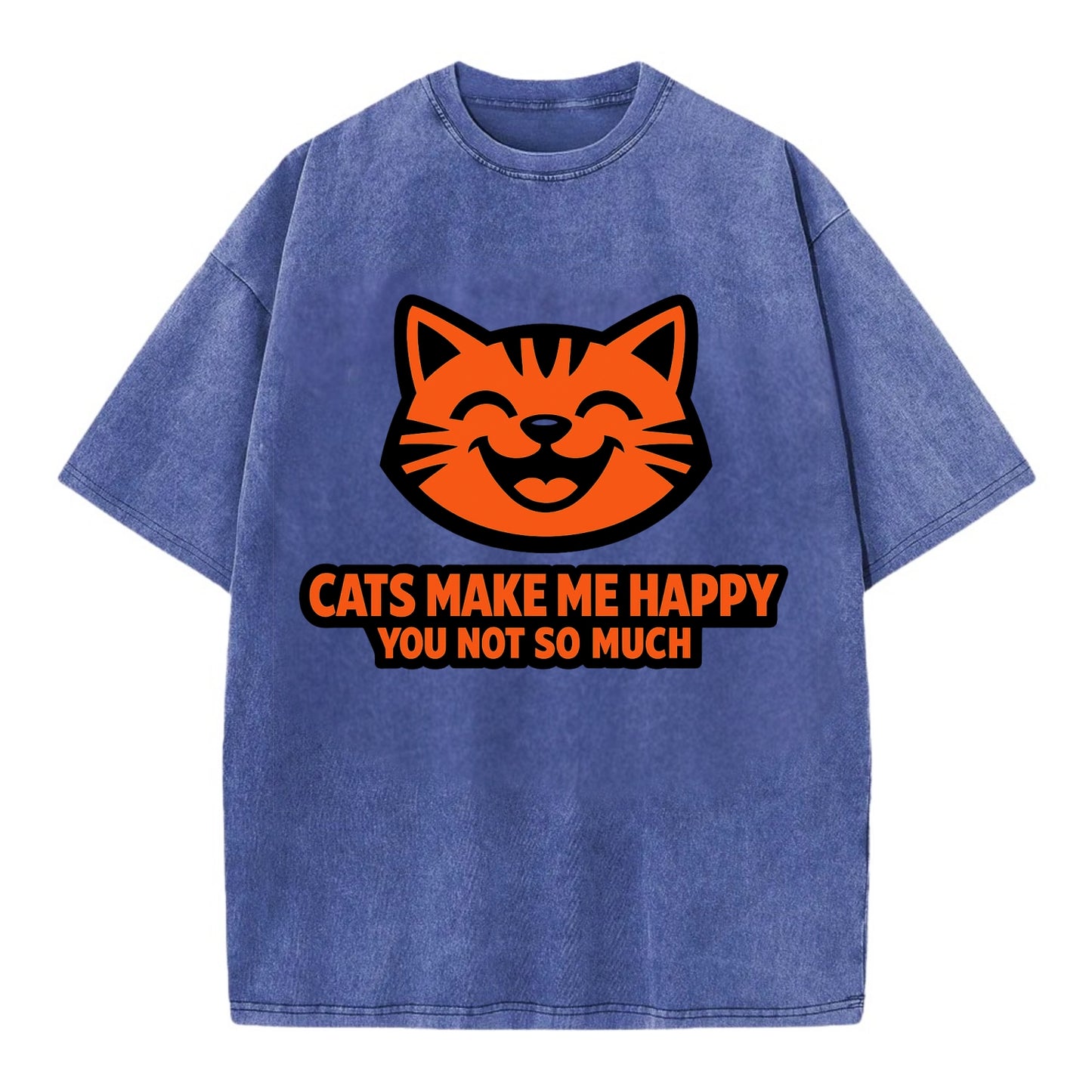 Feline Joy and Sassy Truths - Vintage T-shirt - Blue
