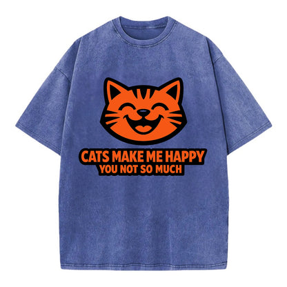 Feline Joy and Sassy Truths - Vintage T-shirt - Blue